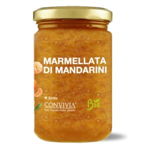 Confiture artisanale et bio de mandarines de Sicile dans un pot en verre de 360g