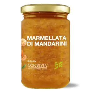 Confiture artisanale et bio de mandarines de Sicile dans un pot en verre de 360g