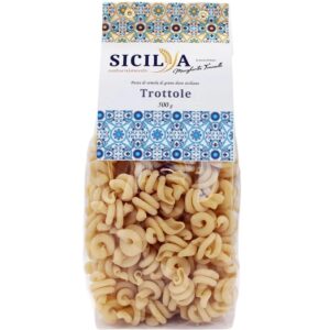 Pâtes artisanales Trottole fabriquées en Sicile, dans un sachet de 500g.