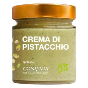 Crème bio artisanale à la pistache de Sicile de chez Convivia dans pot en verre de 190g