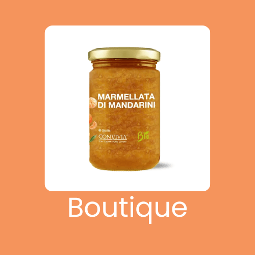Confiture artisanale biologique fabriquée avec des mandarines de Sicile de chez Convivia dans un pot en verre de 360g
