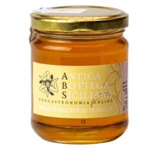 Miel artisanal aux milles fleurs de Sicile dans un pot en verre de 250g