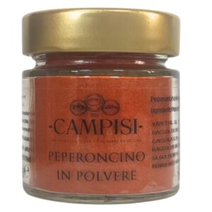 Piment de Sicile en poudre de chez Campisi dans un pot en verre de 65g