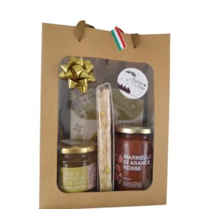 Coffret garni contenant plusieurs produits sucrés siciliens, à offrir