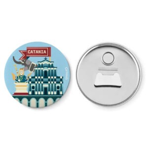 Aimant décapsuleur illustré de la ville de Catania en Sicile, de chez cirnauti