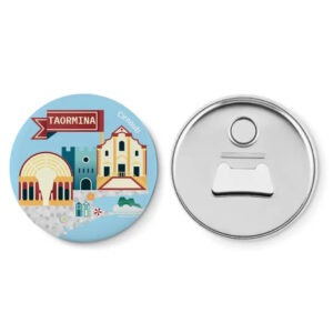 Aimant décapsuleur illustré de la ville de Taormina en Sicile de chez Cirnauti