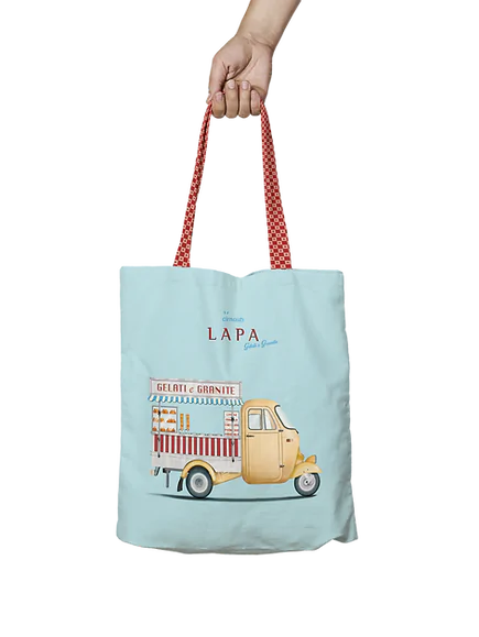 Sac tote bag 100% coton illustré d'une lapa sicilienne modèle gelati