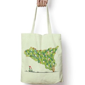 Sac tote bag 100% coton de qualité illustré de figues de barbarie représentant la sicile, de chez cirnauti