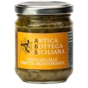 Oignons de Sicile préparés avec herbes, dans un pot de 180g