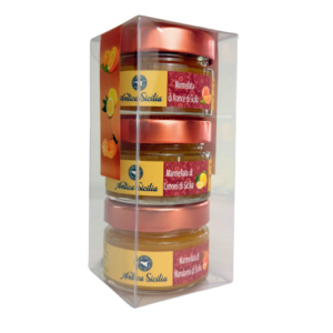 Coffret de trois confitures d’agrumes de Sicile Antica Sicilia à l’orange, au citron et à la mandarine