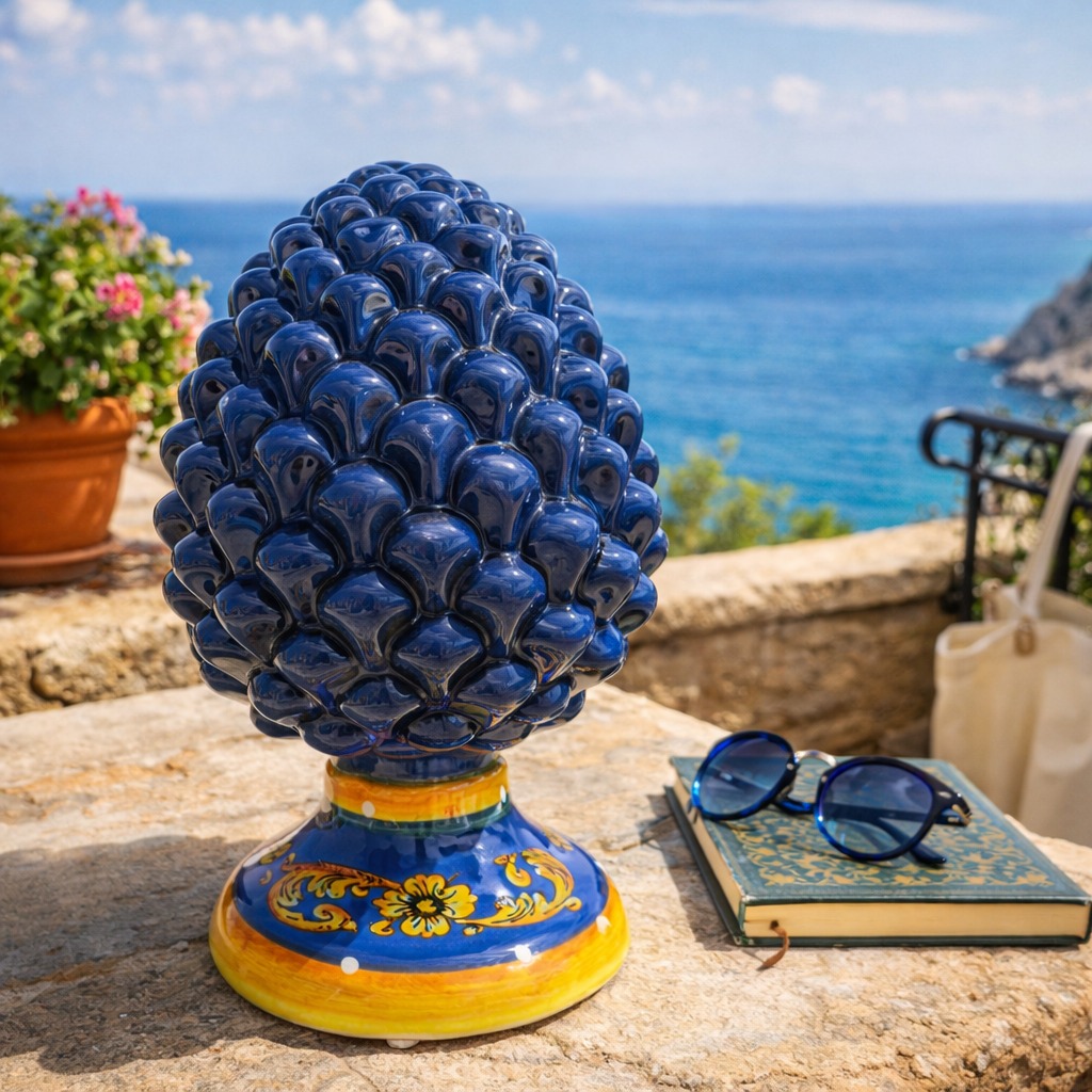 Pigna sicilienne en céramique avec vue sur la mer